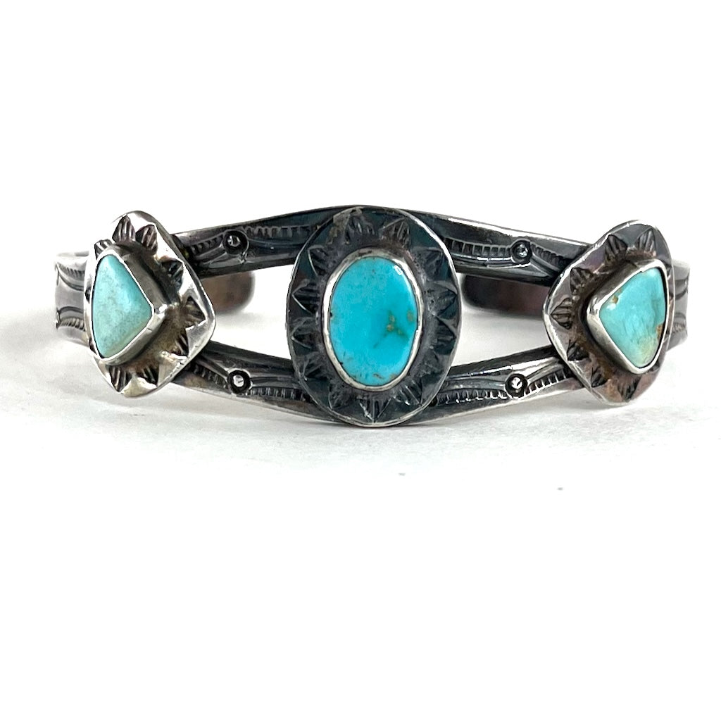 Vintage Ingot Three Stone Bracelet