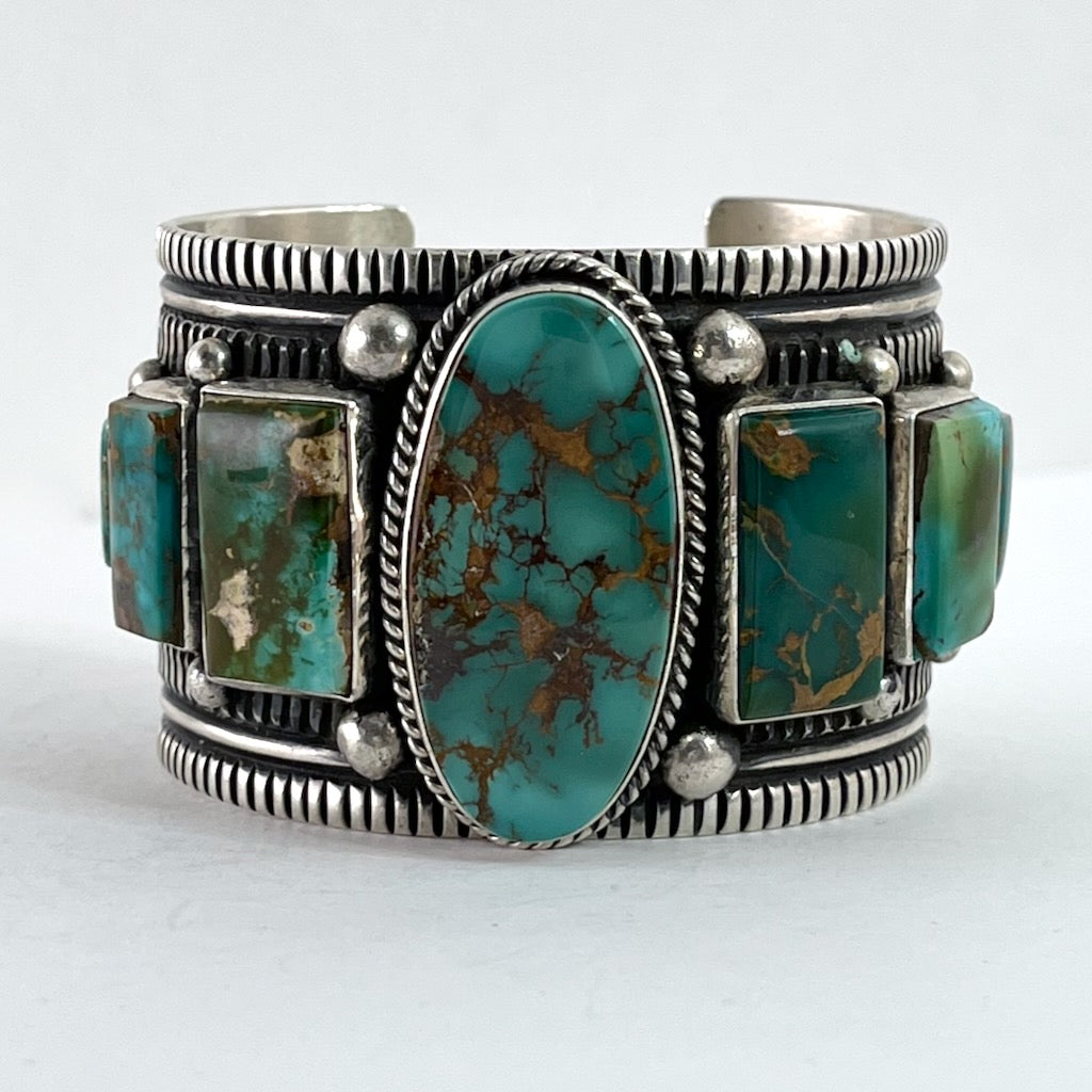 Dramatic Native American Navajo Royston Turquoise Sterling Silver Bracelet Dramatic Native American Navajo Royston Turquoise Sterling Silver Bracelet