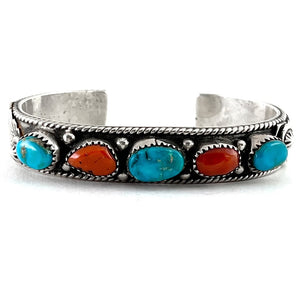 Coral & Turquoise Bracelet<br>By Glen Adakai