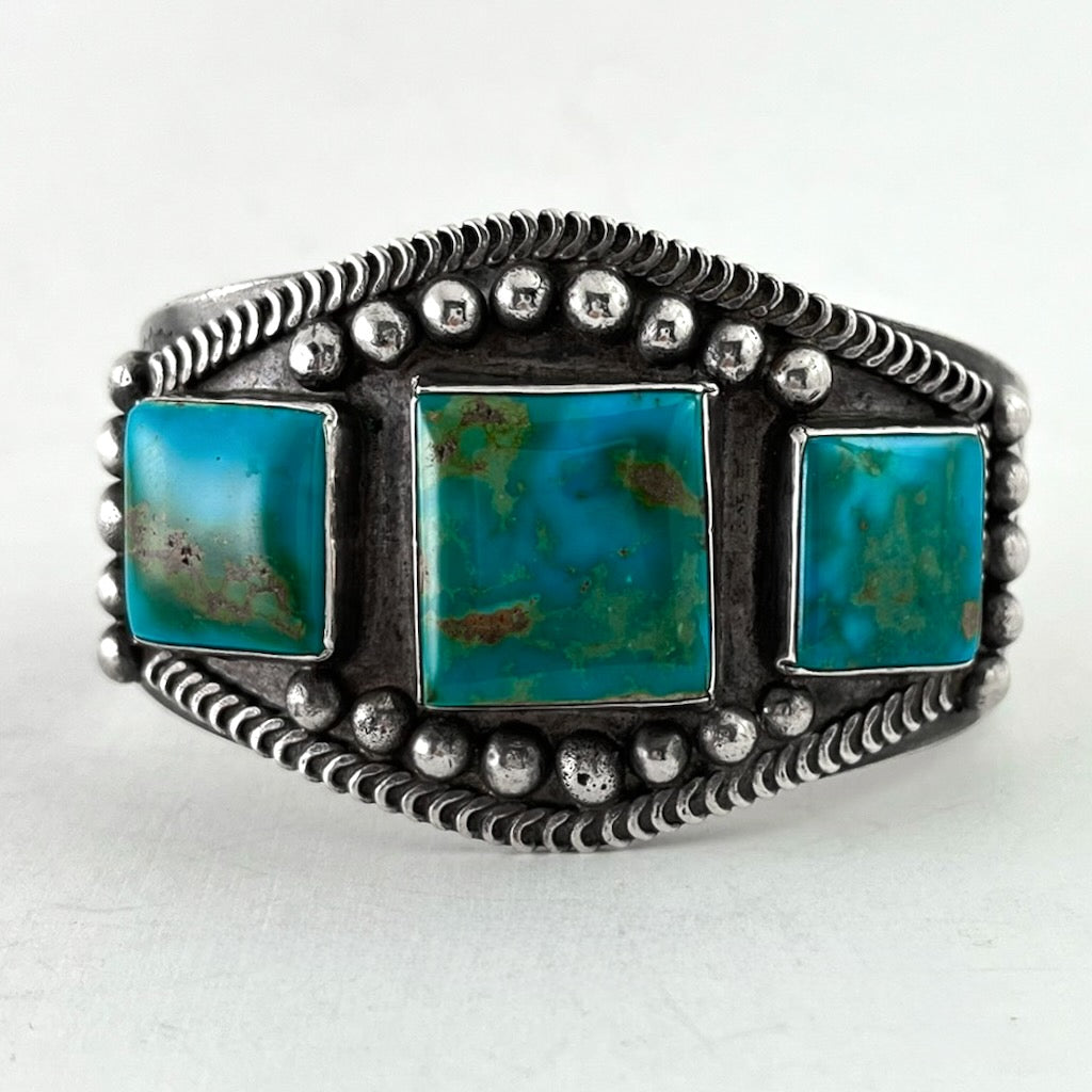 Vintage Ingot Silver With Blue Gem