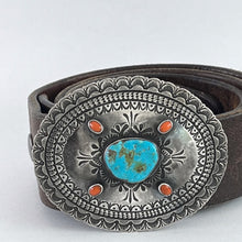 Load image into Gallery viewer, Vintage Coral &amp; Turquoise Buckle

