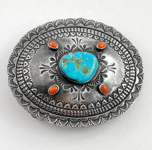 Load image into Gallery viewer, Vintage Coral &amp; Turquoise Buckle
