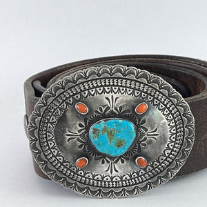Vintage Coral & Turquoise Buckle