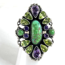 Load image into Gallery viewer, Peridot, Amethyst &amp; Turquoise&lt;br&gt;By Leo Feeney&lt;br&gt;Size: 8.5
