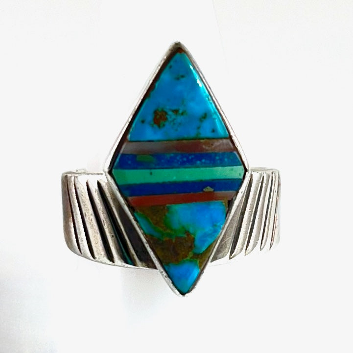 Inlay Ring<br>By Abraham Begay<br>Size: 7.5