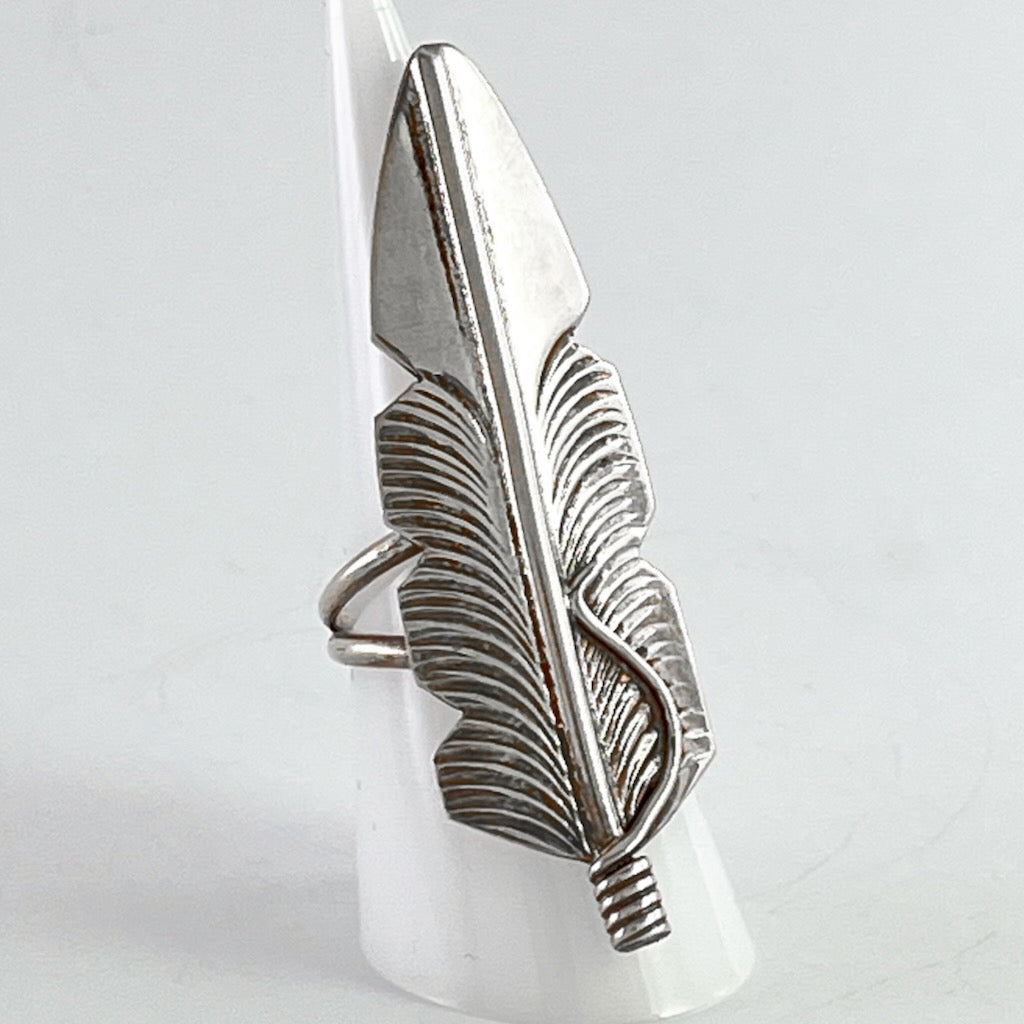 Sterling Silver Feather Ring<br>By Chris Charley<br>Size: 8