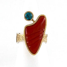 Load image into Gallery viewer, Coral &amp; Lone Mountain Ring<br>By Don Supplee<br>Size: 6
