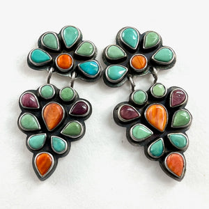 Vintage Multi Stone Earrings<br>By Oscar Betz