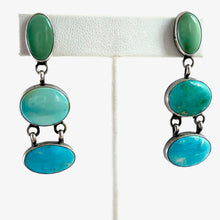 Load image into Gallery viewer, Turquoise Three Stone Earrings
