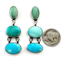 Load image into Gallery viewer, Turquoise Three Stone Earrings
