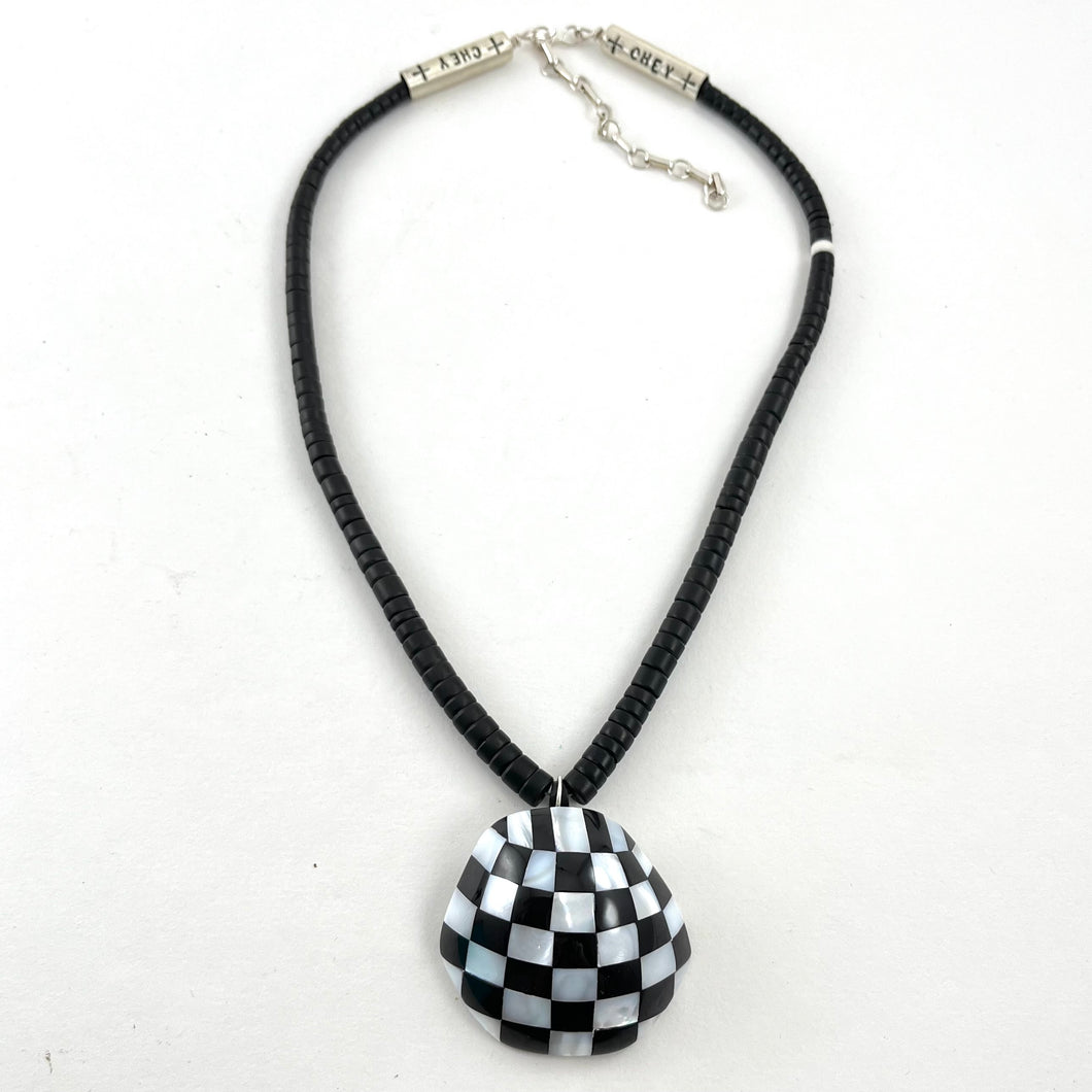 Handmade Jet Beads With Checkerboard<br>By Cheyenne Grabiec