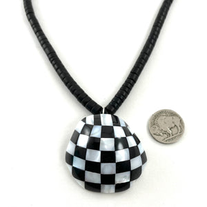 Handmade Jet Beads With Checkerboard<br>By Cheyenne Grabiec