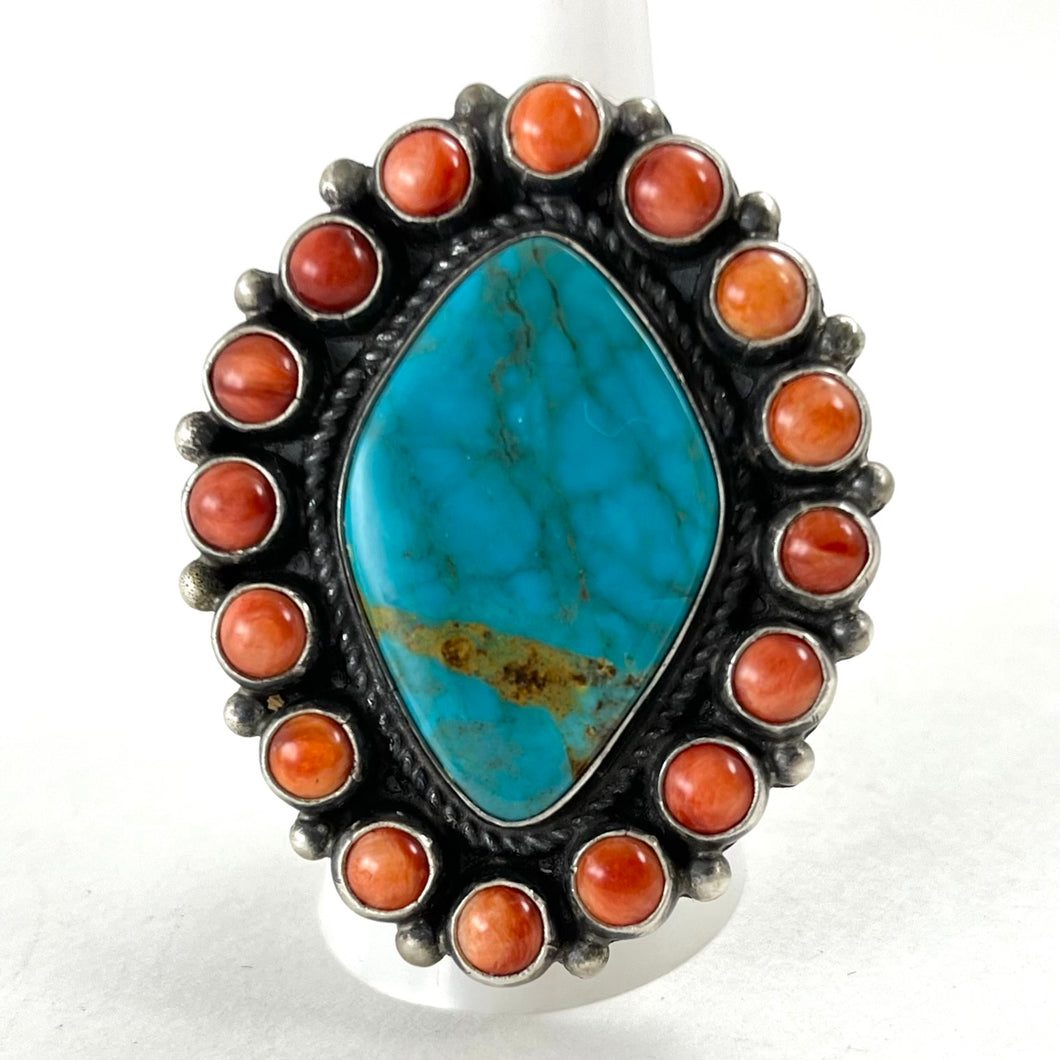 Turquoise Satellite Ring<br>By Anthony Skeets<br>Size: 9
