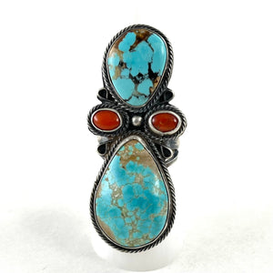 Tall Turquoise With Coral<br>By Sheila Tso<br>Size: 7.5
