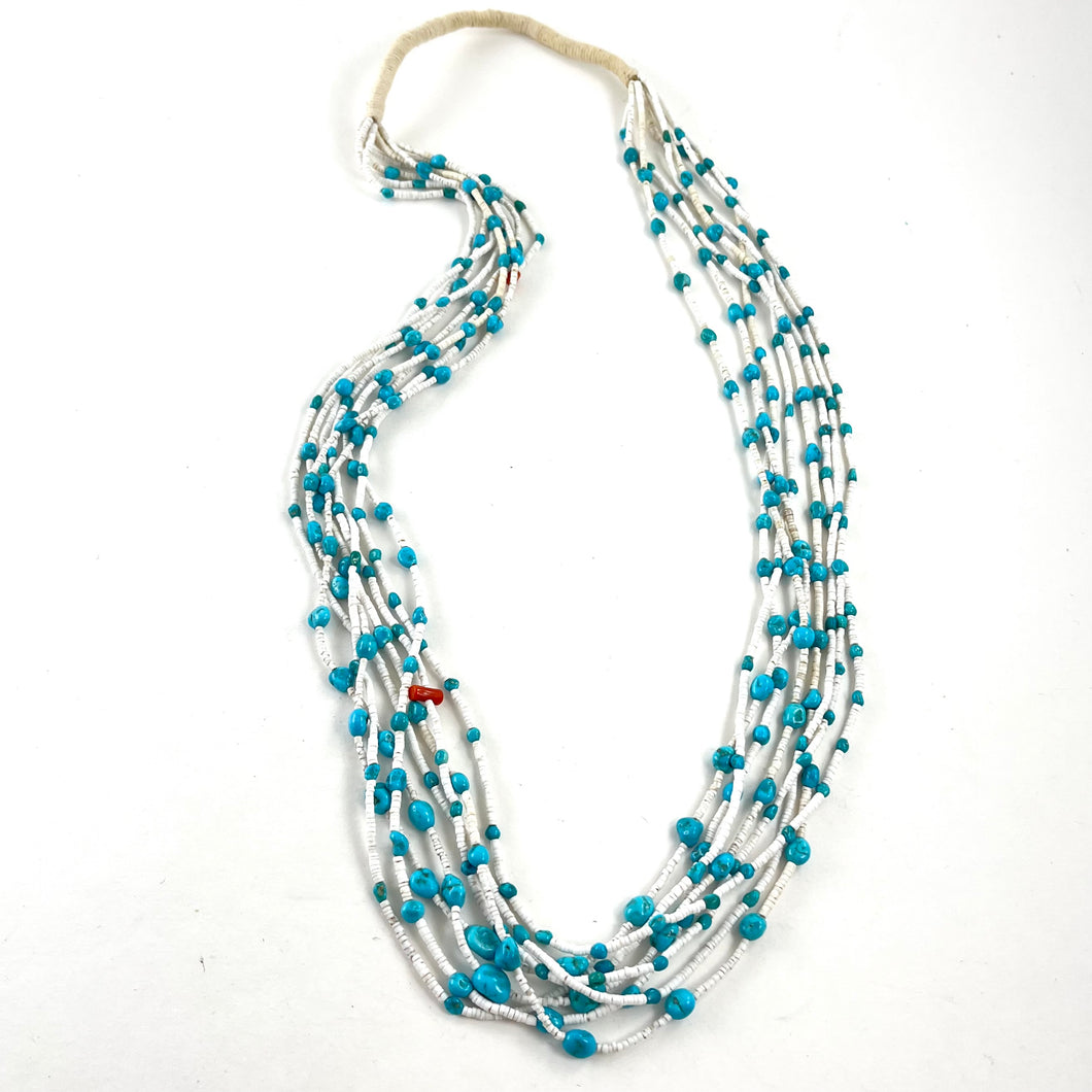 8 Strands White Clamshell & Turquoise