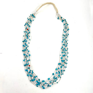 8 Strands White Clamshell & Turquoise