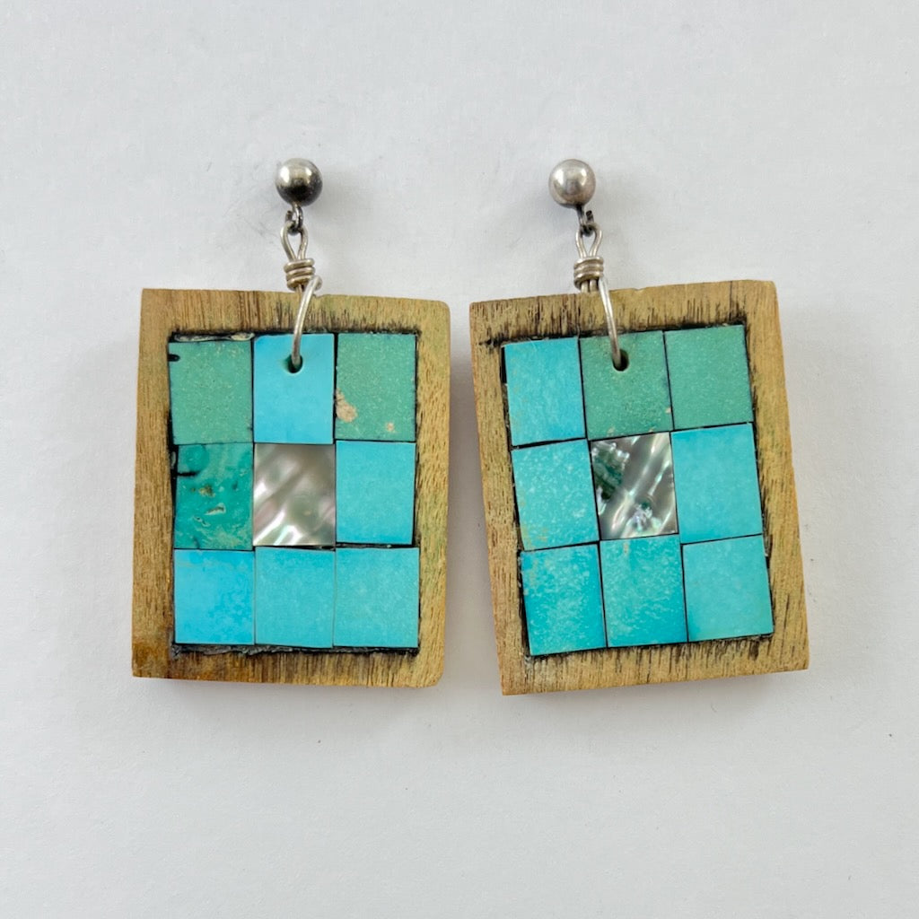 Vintage Inlaid Cottonwood Earrings