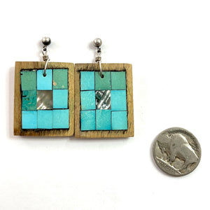 Vintage Inlaid Cottonwood Earrings