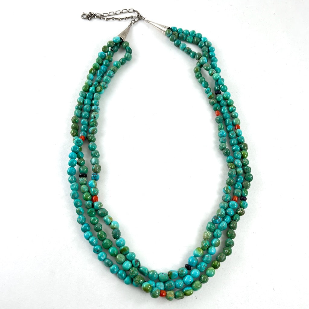 Three Strand Vintage Turquoise Necklace