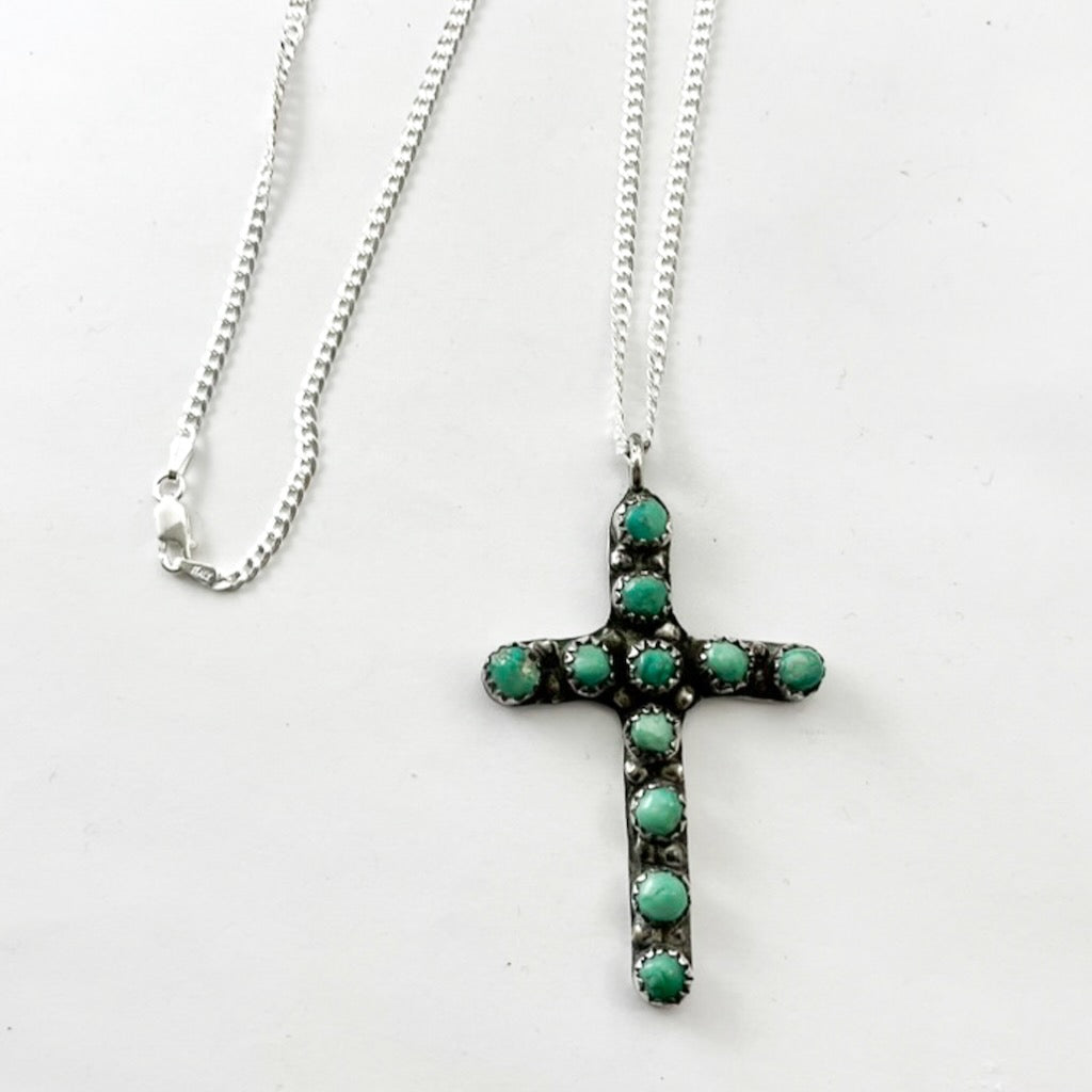 Vintage Turquoise Cross With Chain