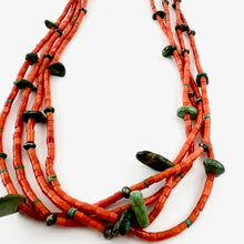 Load image into Gallery viewer, Four Strand Coral With Cerrillos Turquoise
