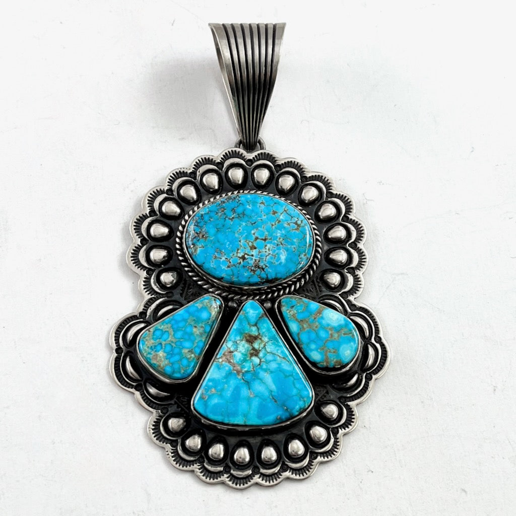 Kingman Turquoise Pendant<br>By Tsosie Orville White