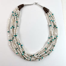Load image into Gallery viewer, Seven Strands Fresh Water Pearls &amp; Turquoise<br>By Aaron Tallis
