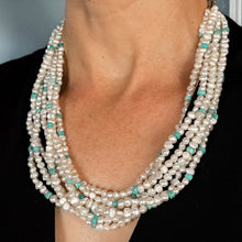 Load image into Gallery viewer, Seven Strands Fresh Water Pearls &amp; Turquoise<br>By Aaron Tallis
