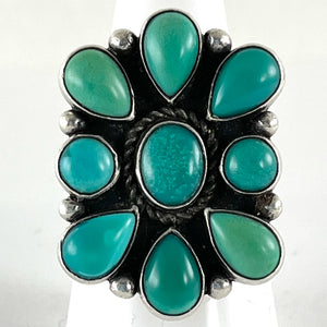 Vintage Green Cluster Ring<br>Size: 9