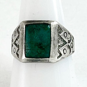 Old Square Stone Ring<br>Size: 10.5