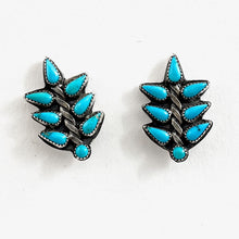 Load image into Gallery viewer, Small Turquoise Leaf Stud Earrings
