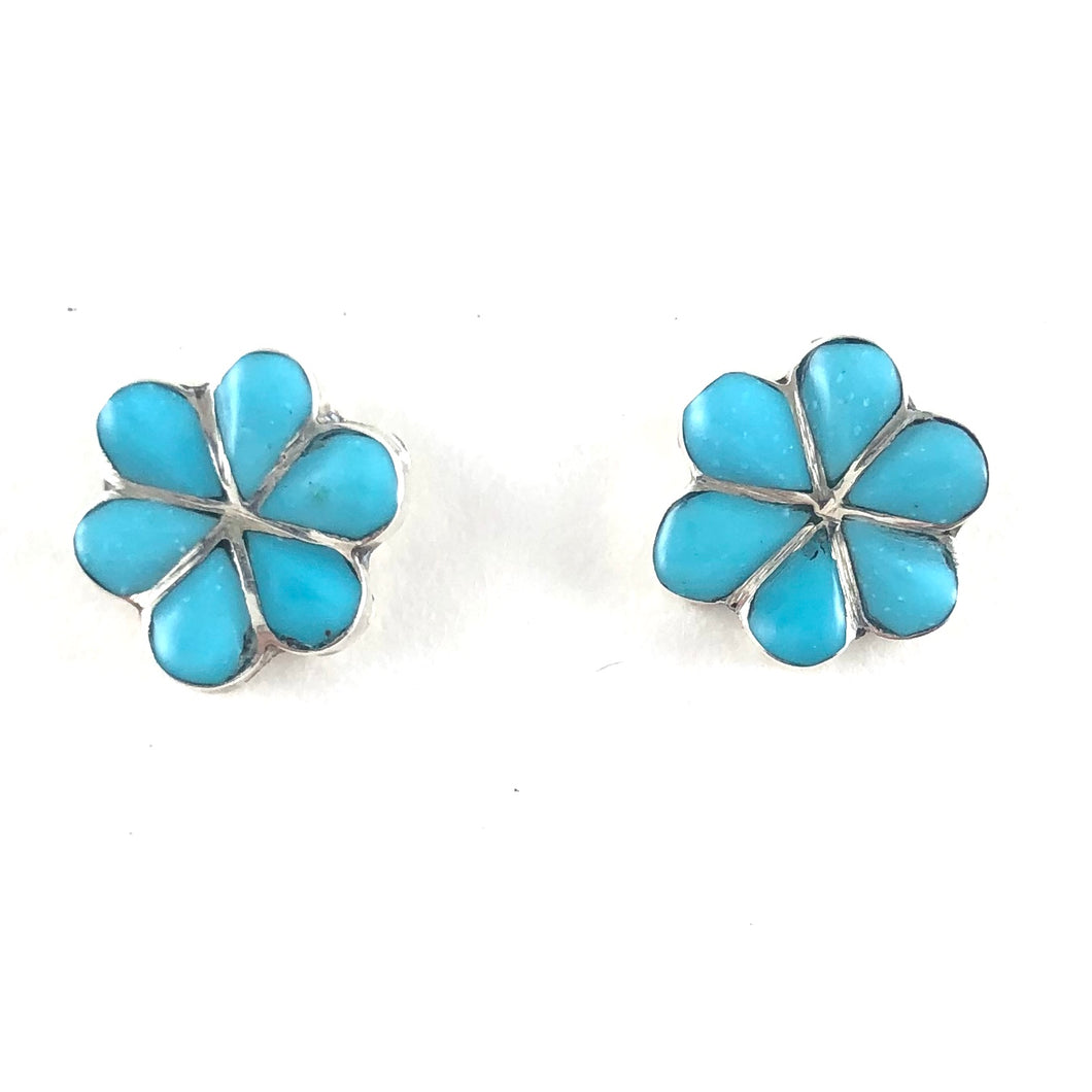 Tiny Zuni Flower Studs<br>By Ken Yatsatie