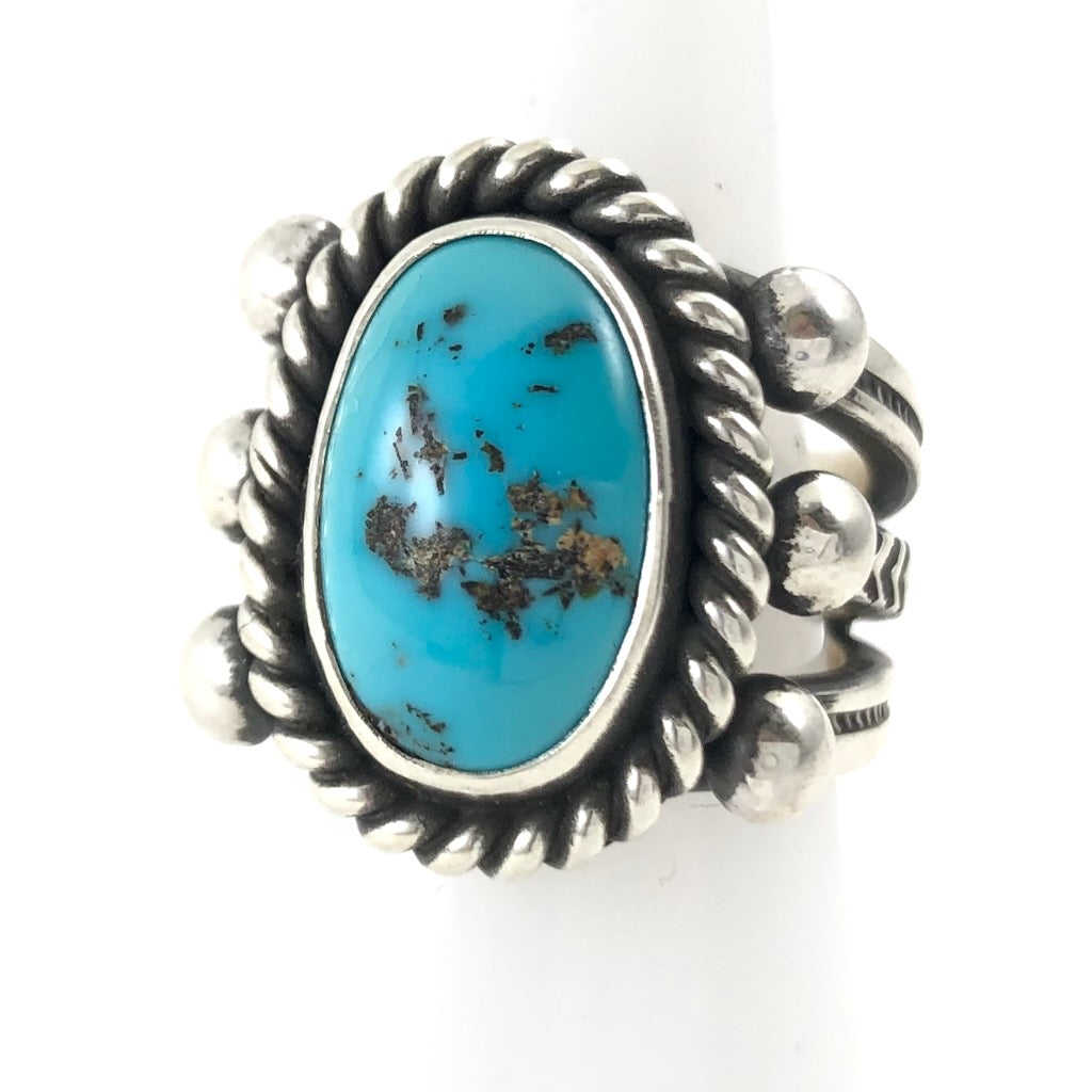 Kingman Turquoise<br>By Clendon Pete<br>Size: 9