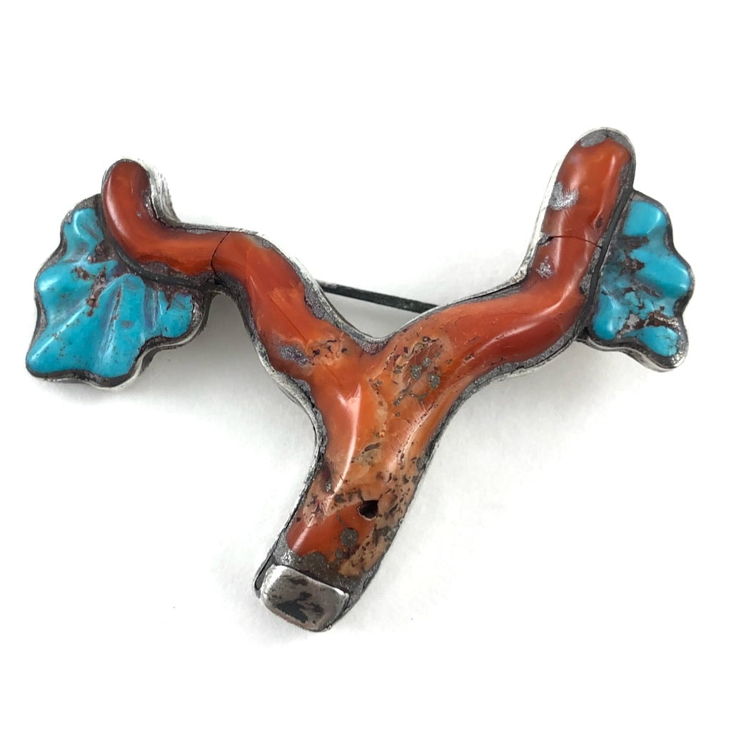 Vintage Branch Coral With Carved Leaves