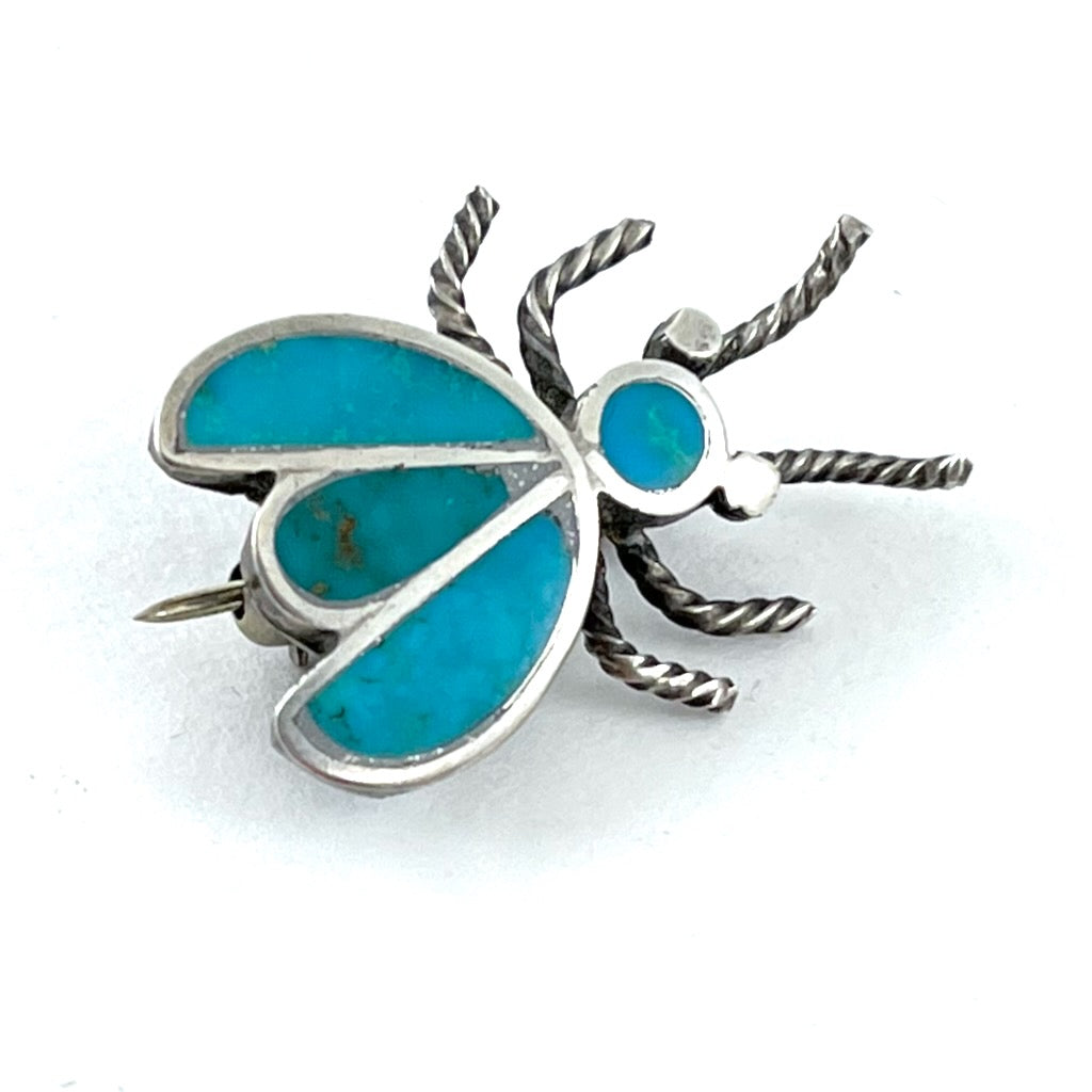 Vintage Blue Gem Bug Pin