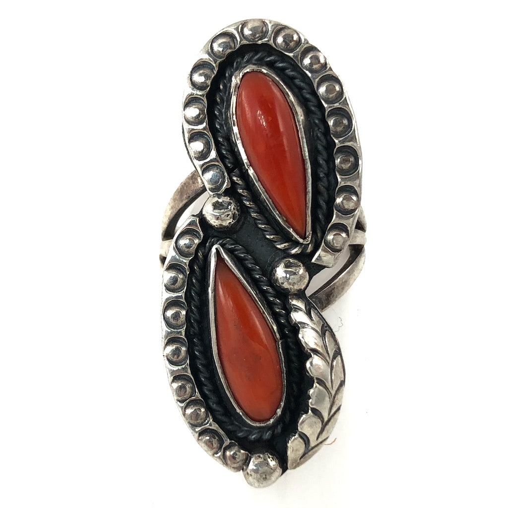 Vintage Coral Two Stone<br>Size: 6.5
