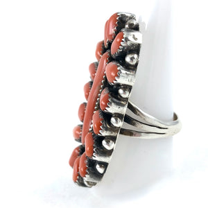 Natural Coral Cluster Ring<br>By Orville Tsinnie<br>Size: 9