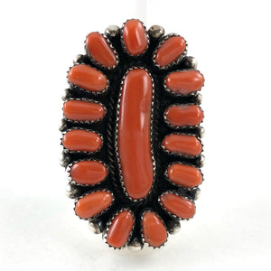Natural Coral Cluster Ring<br>By Orville Tsinnie<br>Size: 9