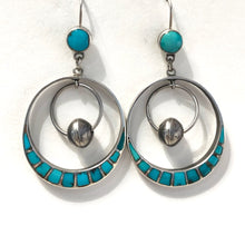 Load image into Gallery viewer, Vintage Zuni Hoops With Bead Drops
