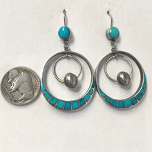 Load image into Gallery viewer, Vintage Zuni Hoops With Bead Drops
