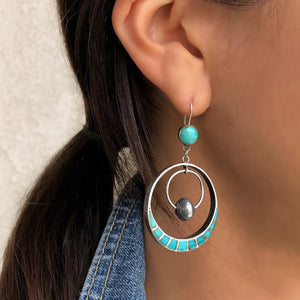 Vintage Zuni Hoops With Bead Drops